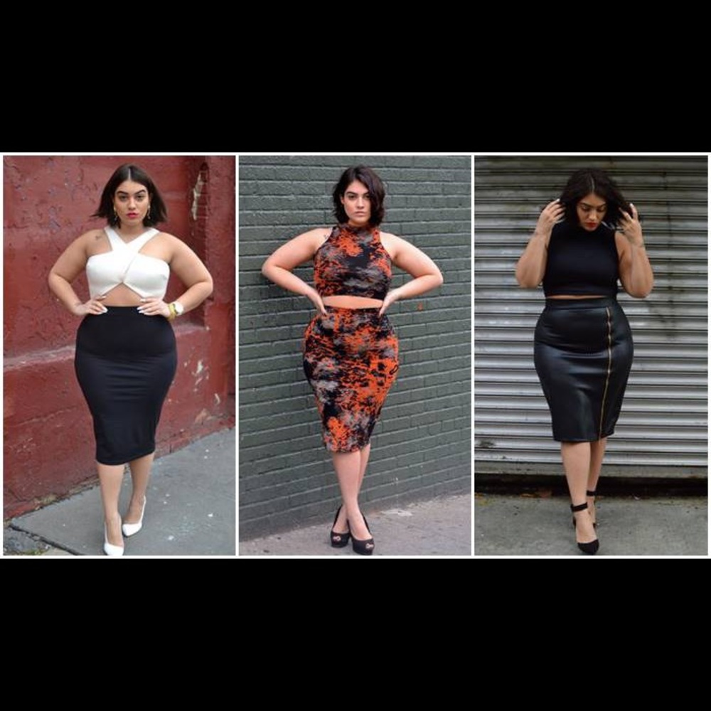 🔥Plus size black faux leather skirt